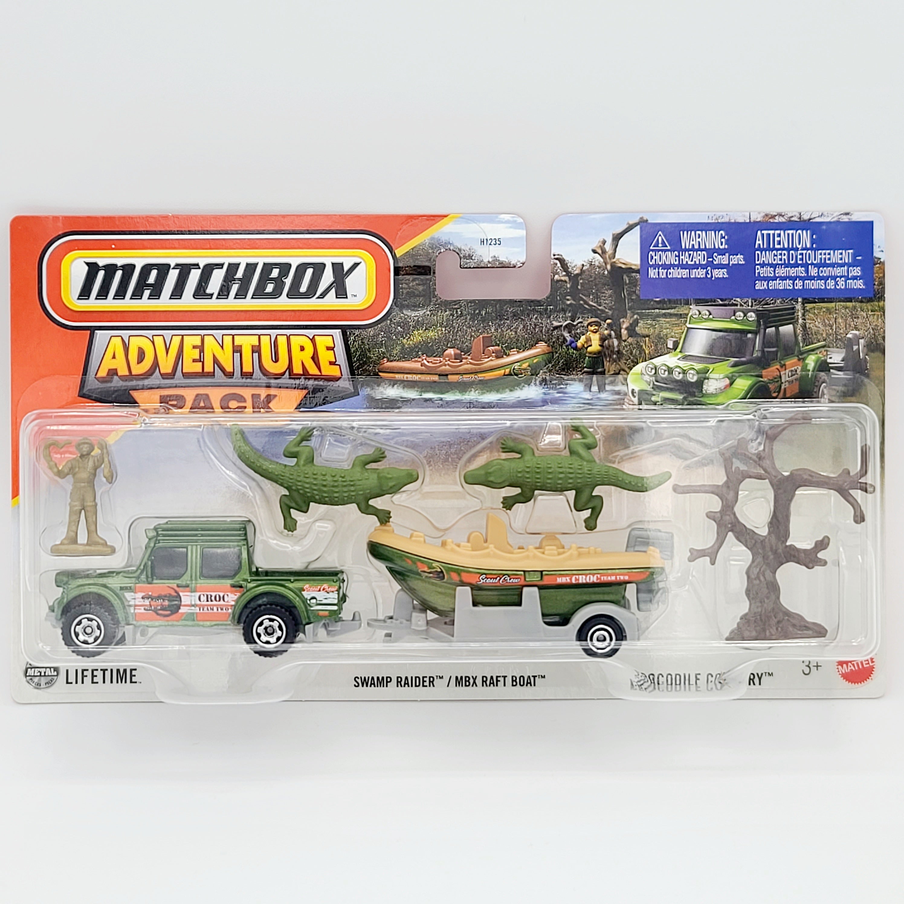 Matchbox Swamp Raider / Raft Boat Trailer - Crocodile Country (2025 Adventure Pack Mix 2)